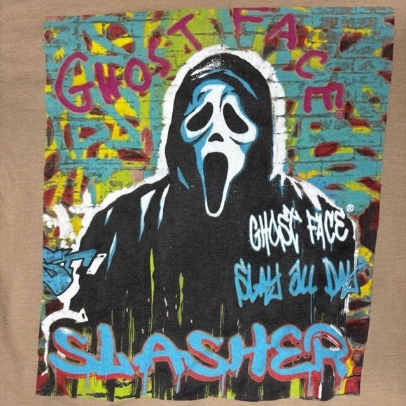Ghost Face Shirt Womens Small Scream Scary Movie Crewneck Tee Graffiti Slay Day - Picture 2 of 4